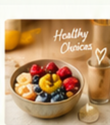 Healthy fruit bowl and wellness note